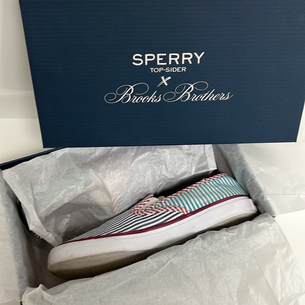 ✨SPERRY x BROOKS BROTHERS ✨ "Seersucker" Slip On - Picture 14 of 15